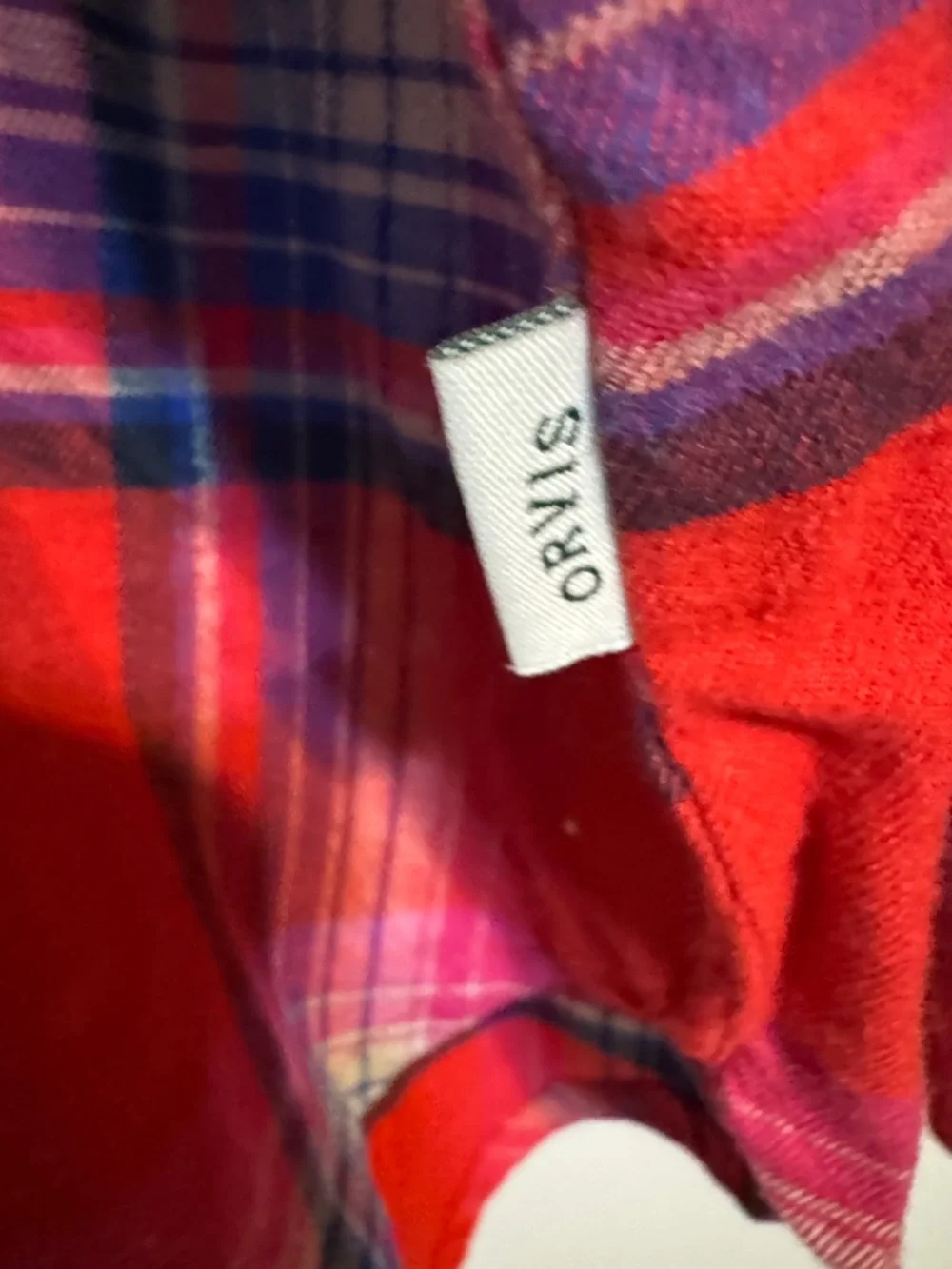 Orvis Red and Blue Plaid Flannel Button-Down Shirt Women's 2XL